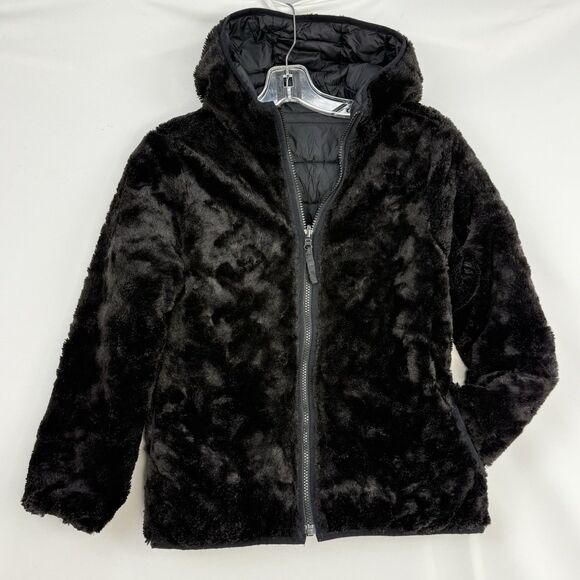 Land's End Unisex Kids Jacket Reversible Insulated Fleece Puffer Hood Sz L 10-12 - Picture 9 of 16